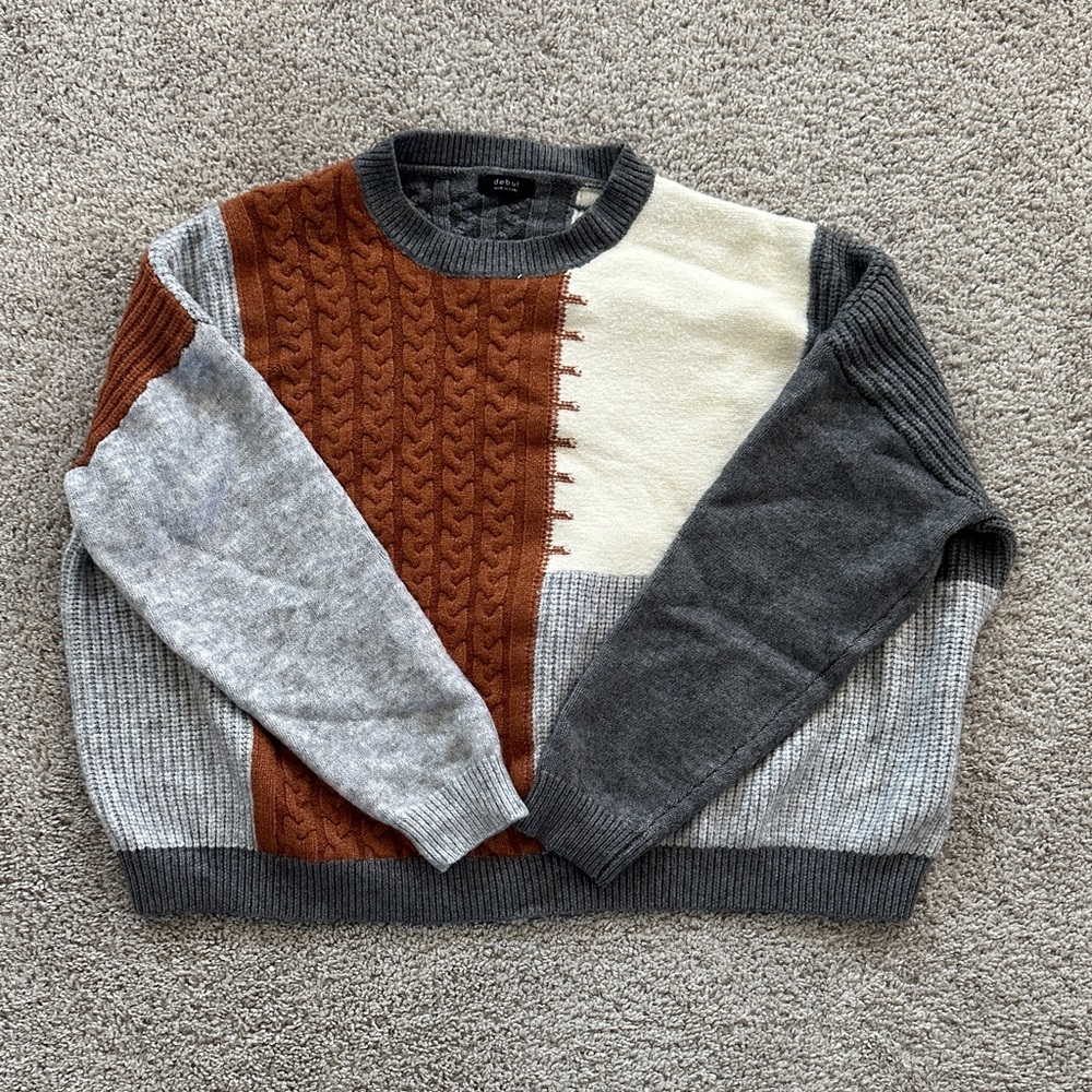 Debut Women's Multicolor Boxy Crewneck Sweater Sz M
